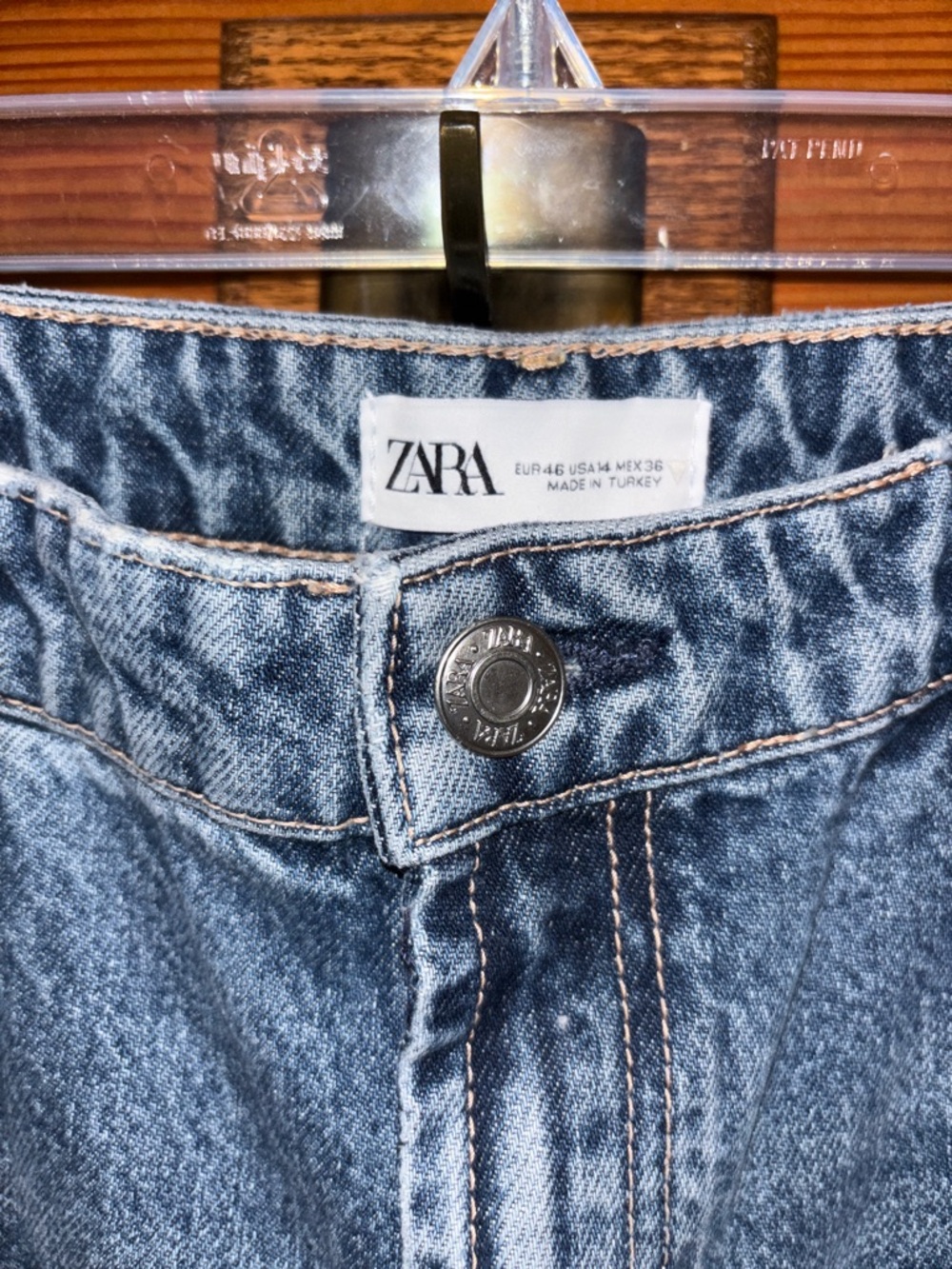 ZARA Medium Blue Denim Jeans with Contrast Stitching
